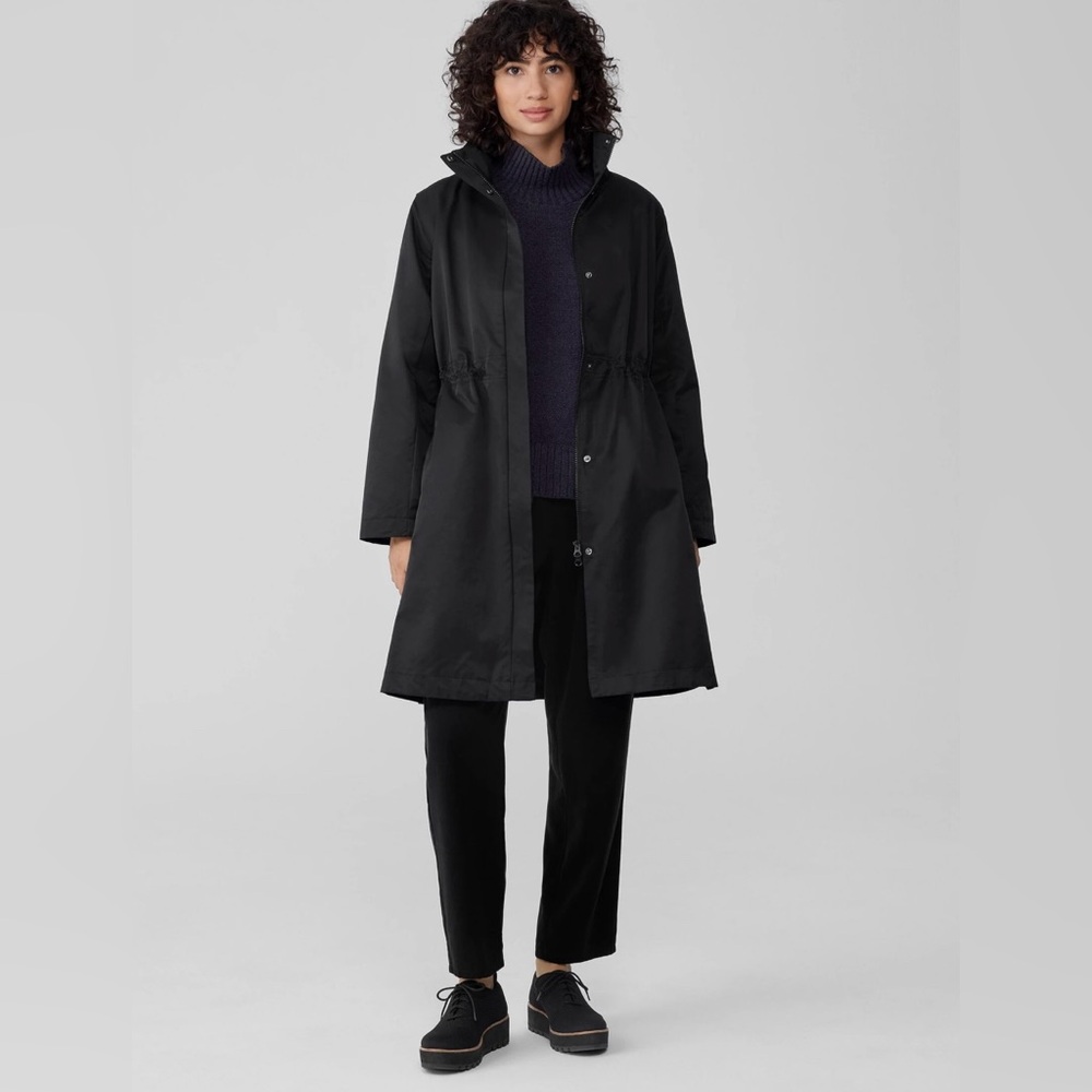 SOLD OUT EILEEN FISHER Cotton Nylon Stand Collar Coat
Black Mid-Length Jacket - Picture 2 of 16